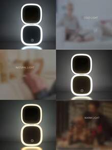 LED Makeup Mirror, Portable Mini LED Makeup Mirror, USB Rechargeable Tabletop LED Lamp Travel Vanity Mirror, Foldable Mirror, Suitable For Vanity Or Dorm, 3 Lighting Modes - White, Natural, Warm, Dimmable, USB Rechargeable Portable Foldable Tabletop Makeup Mirror, Foldable Vanity Mirror, Suitable For Dorm, Travel, Makeup, Office, Bedroom, Best Gift For Women - Multicolor - View 2