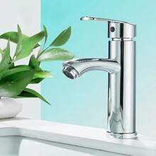 1件套浴室黑色冷热水混合水龙头，适用于盥洗台、厨房台面安装式浴室水槽，浴室水龙头，浴室配件，浴室工具 - 銀色 - 查看 3