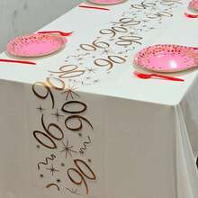 1pc Rose Gold Number Birthday Table Runner, 45th Birthday, 11.02*108.27/196.85/393.7 Inches, Birthday Party Decoration, Anniversary Retirement Party Supplies, Birthday Celebration, Party Supplies, Father's Day, Mother's Day - Rose Gold - View 14