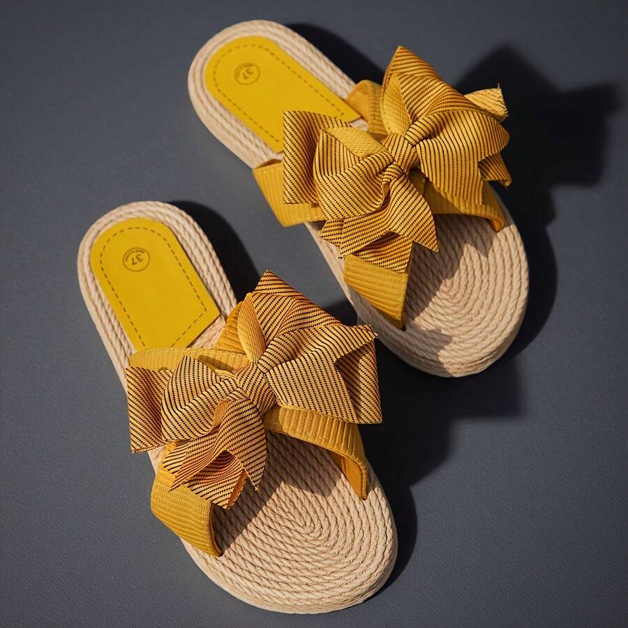 女士简约拖鞋，休闲夏季鞋，轻便沙滩拖鞋 - 橘色 - 查看 1