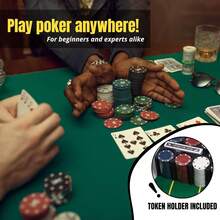 Vicyol S&D Juego de mesa Póker Texas Hold'em. Set completo con 200 fichas, 2 barajas, botón de dealer, fichas de ciega grande y pequeña, tapete, caja de metal - Multicolor - Ver 5