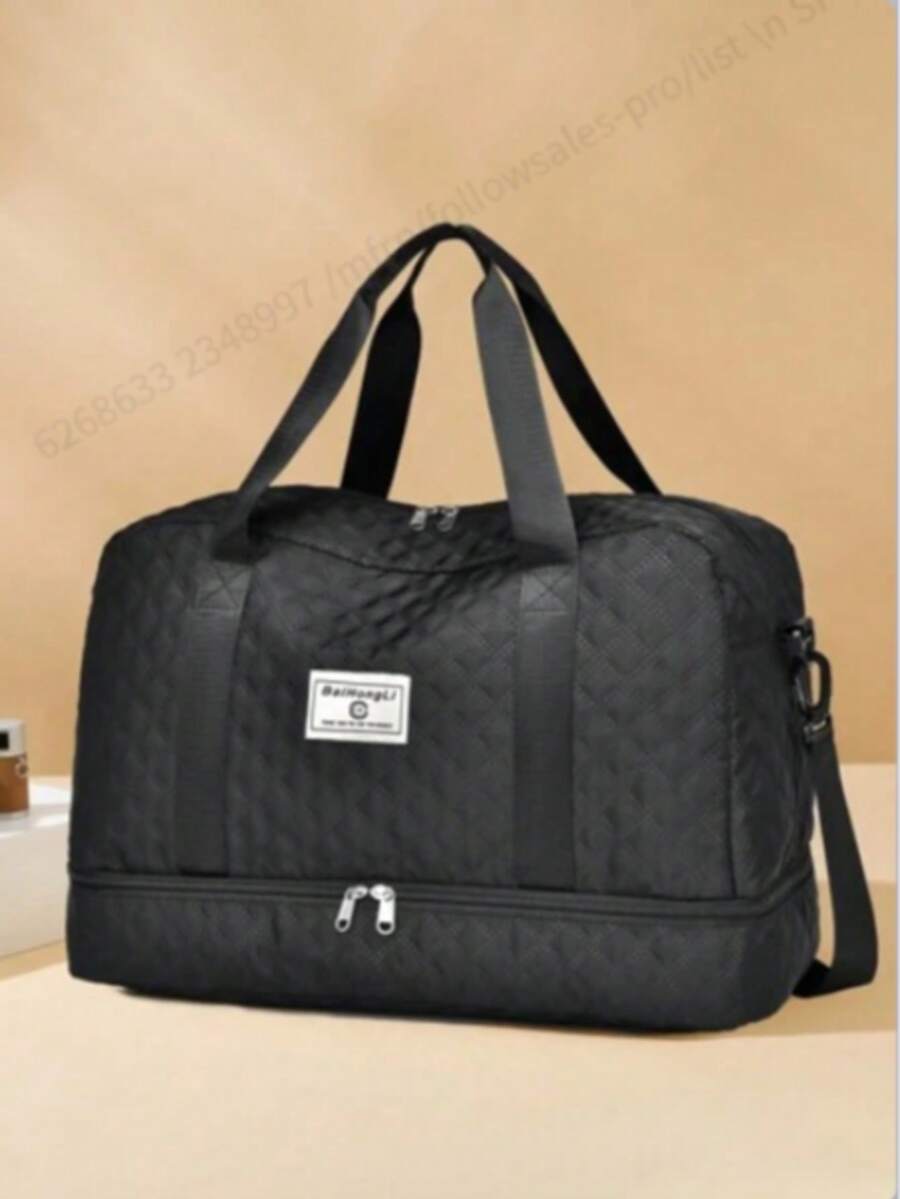 Black Expanded Luggage Storage Bag, Lightweight Foldable, Expanded, Carry On Travel Weekender & Overnight Bag, Weekend Bag Hospital Bag Travel Bag Carry On Bag Luggage Bag Quilted Bag Quilt Bag Puffer Bag Quilted Shoulder Bag Hand Bag Crossbody Bag Traveling Bag Back To School School Bag Travel Essentials Travel Organizer For Beach Summer Vacation For Suitcase Gym Bag Duffle Bag Duffel Bag For Luggage College Bag Luggage Bags Weekender Bag Winter - 黑色 - 查看 1