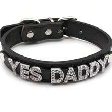 1件性感内衣配饰，水钻字母PU皮革项圈，男女通用朋克角色扮演黑色皮革项圈Cosplay配饰 - 彩色 - 查看 6