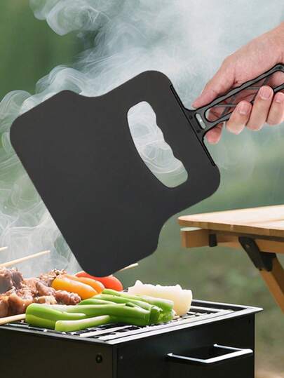 1 st. plastgrillfläkt, manuell flamförstärkare för utomhusgrill, mot livsmedel, hållbart handhållet tändverktyg, grilltillbehör