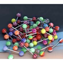 20/30/50个/包 1.6*16*6毫米 彩色舌钉，不锈钢杆配亚克力元素，人体穿刺饰品 - 彩色 - 查看 6