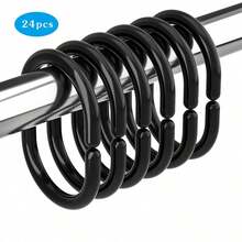12/24pcs Shower Curtain Hooks Rings, Plastic Shower Curtain Rings, Curtain Hooks For Bathroom Shower Rod, Shower Hooks Rings Loops For Shower Curtain Home Bathroom Decor Fall Decor Bathroom Accessories Back To School - Multicolor - View 12