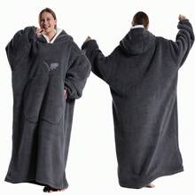 Couverture en flanelle à manches extra longues unisexe, couverture polaire pour télévision, sweat à capuche surdimensionné, pull, cadeau de Noël, vêtement d'intérieur confortable pour l'hiver - Multicolore - Voir 23