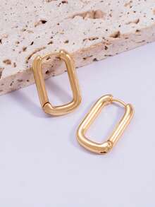 1 Pair Luxury Minimalist Round Circle Hoop Earrings, High-End Design, Gold Color - Gold - View 2