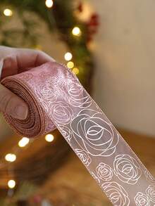 2 m de longueur Ruban imprimé DIY, ruban de décoration d'emballage cadeau - Rouleau de ruban en polyester fait main, motifs imprimés multiples disponibles, convient pour l'emballage de cadeaux, le DIY, la décoration de mariage, les fêtes et les arrangements pour les vacances - Multicolore - Voir 7