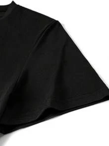 Men's Slogan Print Round Neck Short Sleeve T-Shirt - Black - View 6