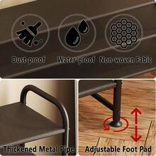 Estantería para zapatos de 3 niveles, organizador de almacenamiento largo, estantería de metal ancha para zapatos, para armario y entrada, color negro - 2 niveles + Marrón - Ver 6