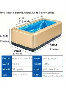自动鞋套分发器 - 高效鞋套分发器，非接触式操作，防尘且易于补充，设计紧凑便携，完美保持地面清洁，防止污垢、泥土和灰尘，适用于家庭、办公室、学校、酒店和商业场所，无需电池（手动自动分发器） - 彩色 - 查看 4