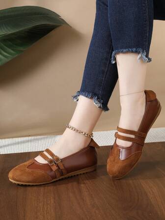 Zapatos de estilo Mary Jane para mujer, nuevos zapatos planos de deporte casual, zapatos de suela blanda versátiles y de moda