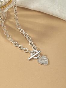 1 pieza Collar elegante y minimalista con forma de corazón de moda para San Valentín - Multicolor - Ver 3