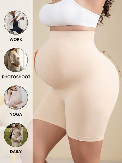 Pantalones cortos de maternidad con panel de soporte para el vientre, cintura alta, suaves y elásticos para comodidad