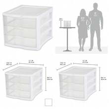 3 Drawer Unit, Clear Plastic Countertop Or Desktop Drawers, White - 1 - View 1
