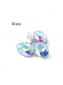 30 Pieces, Oval Multifaceted Rhinestones, Multicoloured Crystal Embellishments, Sparkling DIY Craft Supplies, Versatile Decorations For Nail Art And Phone Cases. - Multicolor - View 15