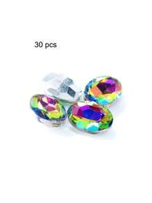 30 Pieces, Oval Multifaceted Rhinestones, Multicoloured Crystal Embellishments, Sparkling DIY Craft Supplies, Versatile Decorations For Nail Art And Phone Cases. - Multicolor - View 16