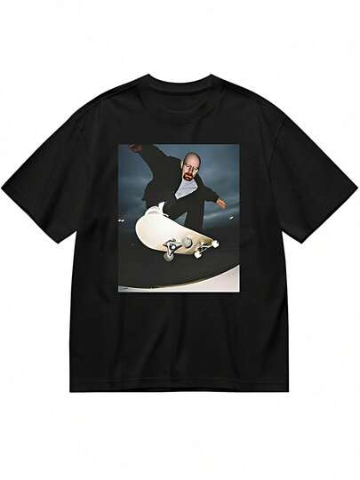 Breaking Bad, Heisenberg Vintage, Walter White Camiseta de Skate de los 90s para Hombre Camiseta Negra Vintage - Camiseta Vintage, Camiseta Unisex, Tela Suave, Transpirable, Cómoda, Sudadera Retro de Manga Corta 100% algodón pesado