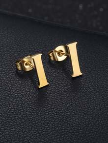 MONALLY 1对18K镀金A-Z字母耳钉，不锈钢材质，低过敏性，优雅日常佩戴饰品，完美礼物 - 耳環 - 查看 32