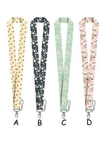 1pc Daisy Pattern Lanyard, Student ID Card Holder Lanyard, Key Chain Strap For School - Multicolor - View 1