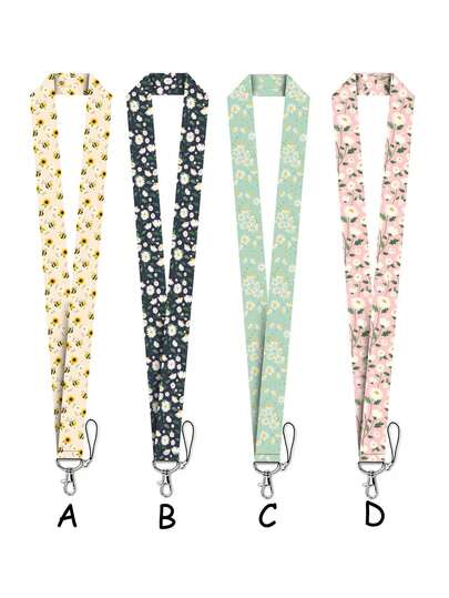1pc Daisy Pattern Lanyard, Student ID Card Holder Lanyard, Key Chain Strap For School