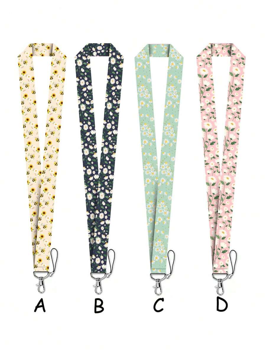 1pc Daisy Pattern Lanyard, Student ID Card Holder Lanyard, Key Chain Strap For School - Multicolor - View 1