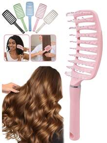 Colorful Large Curved Pork Rib Comb - Scalp Massage & Fluffy Hair Styling Tool For All Hair Types - Multicolor - View 9