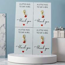 10pcs Gold Water Drop Keychain Set With Red Heart Pendant, Christmas And Business Gift, Employee And Customer Appreciation Gift - Multicolor - View 5