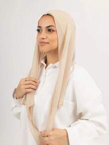 1 chiếc khăn trùm đầu màu trơn cổ điển dùng ngay cho nữ, khăn quấn đầu may sẵn có thiết kế khăn xếp đa năng có thể điều chỉnh, vải voan co giãn thoải mái, thích hợp để mặc hàng ngày, chơi thể thao, tập yoga - A - Xem 5