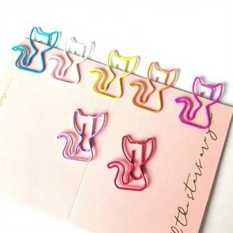 25pcs Cute Cat Ear Paper Clips, 7-Color Kawaii Metal Bookmark Clips For Journaling & Office Supplies, Colorful Animal Shaped Stationery Collection