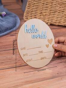 1件装木质成长与孕期里程碑标记牌 - 非常适合房间装饰和摄影，包含出生日期和体重记录，“你好，世界”出生公告拍照道具，木质姓名牌，生日庆祝纪念品 - 彩色 - 查看 5