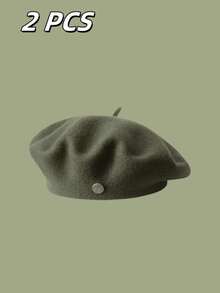 Boina versátil (1 unidade), boina octogonal vintage macia, respirável e elástica, boina feminina leve, outono/inverno, chapéu artístico de pintor, cor sólida com detalhes florais. - Multicolorido - Ver 66