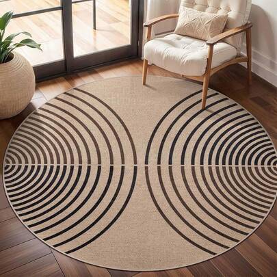 Modern Rainbow Round Rug 4ft Jute Washable Rugs Ultra Thin Dark Brown Indoor Outdoor Rug Circle Farmhouse Mat Non Slip Round Carpet For Bedroom Kitchen Entryway Patio