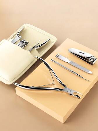 4pcs Silver Callus Remover Set - Stainless Steel Nail Clippers, Cuticle Nipper, Nail Care Tools For Home Manicure And Salon Use