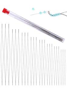 1 Set DIY Beading Needles, Includes Middle Hole Beading Needles, Thin Long Seed Bead Needles, Jewelry Making Tools For Bracelets, Necklaces (Random Color Accessories)