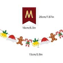 Cartel de Navidad con forma de campana de jengibre y texto en ingls Merry - inicial - Ver 4