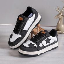 新款时尚休闲星形印花帆布女鞋 - 黑色 - 查看 5