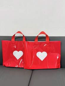 10pcs Valentine's Day Red Heart Shaped Gift Bags, Tote Bags, Shopping Bags, Foldable Reusable Portable Handbags, Gift Packaging Bags For Lovers, Suitable For Valentine's Day, Parties, Weddings, Birthdays, Mother's Day And Other Occasions - Multicolor - View 8