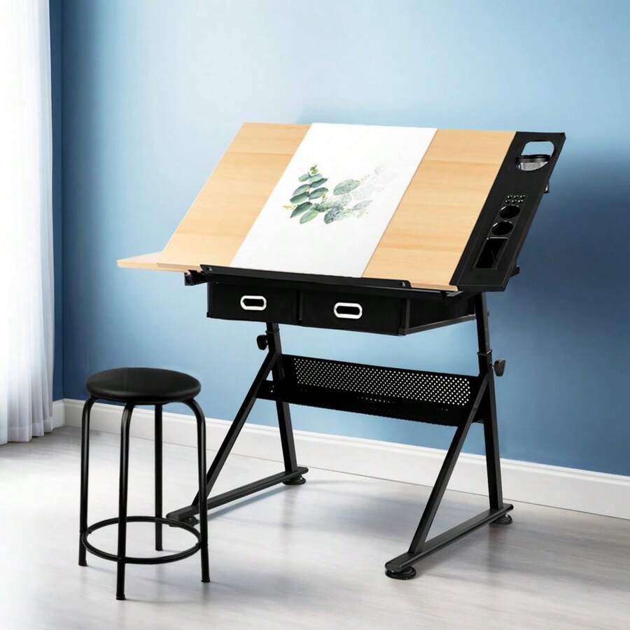 Artiss Drawing Desk Drafting Table - Maple - View 1