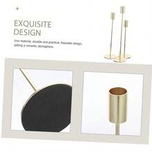 3pcs Elegant Metal Candle Holders - Minimalist Gold & Black Candle Holders, Suitable For Weddings, Parties, Home Decor, And Holiday Celebrations, Holiday Centerpiece Decor | Refined Tableware | Metal Material, Candle Holders Decor - Gold - View 11