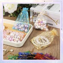 100/50/10个装心形网眼抽绳袋，珠宝礼品袋，月亮和星星图案欧根纱袋，4.7 x 3.5英寸小礼品袋，带抽绳，多种颜色可选，适合生日、婚礼、节日、派对回礼等场合。 - 彩色 - 查看 5