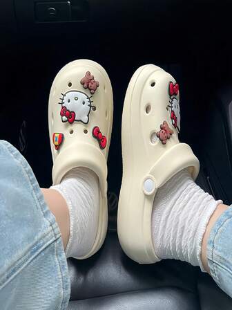  8pcs Sanrio Hello Kitty Cute Cartoon DIY Shoe Flowers, Versatile For Sandals, Slippers, Removable Shoe Decorations