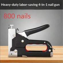 Heavy-Duty Four-In-One Multi-Function Stapler And Nail Gun - Features A Safety Lock, Requires No Electricity, Durable Metal/Plastic Construction, Ergonomically Designed, Compatible With T/U/I/P Staples. Suitable For Construction, Furniture Making, Home Renovation, DIY Home Decoration, Securing Materials