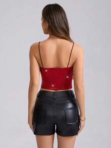 Short en PU de couleur unie pour femmes, short  noir style Y2K, short casual enduit de couleur unie pour femmes, streetwear sexy, automne/hiver - Noir - Voir 7