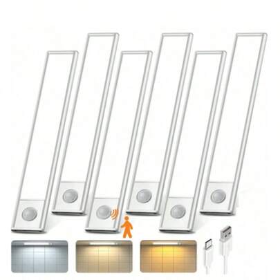 Under Cabinet Lights,  Dimmable Closet Lights, 52 LED 2200 MAh USB Rechargeable Battery Operated Motion Sensor Light Indoor, Wireless Under Counter Lights For Kitchen, Stairs,Christmas Lighting, Christmas Decorations, Christmas Gifts, Valentine's Day And New Year Gifts