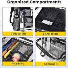 Large Heavy Duty Clear Backpack Waterproof See Through Plastic PVC For School - Black - View 3