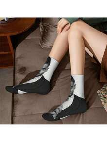 Maluma Men'S Fashion Socks - Black & White Contrast Design With Bold "MALUMA" Print, Comfortable Polyester Blend, Perfect For Casual Attire, Home & Outings, Stylish And Durable, Everyday Socks | Bold Print Socks | Knit Construction, Cute Socks - 2件 - 查看 2