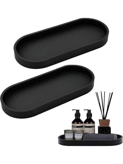 1 pieza/2 piezas Bandeja de exhibición para tocador de baño, bandeja de silicona, recipiente para joyas, caja de almacenamiento de joyas, bandeja de almacenamiento de cosméticos, para baño, bañera, cocina, lavabo, bandeja decorativa para encimera.