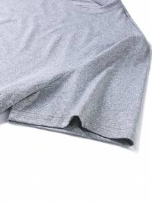 男士字母印花修身圆领短袖T恤，夏季款 - 灰色 - 查看 5